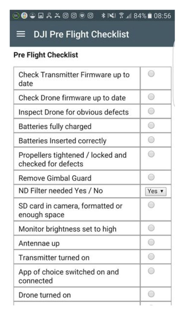 preflight checklist for drones